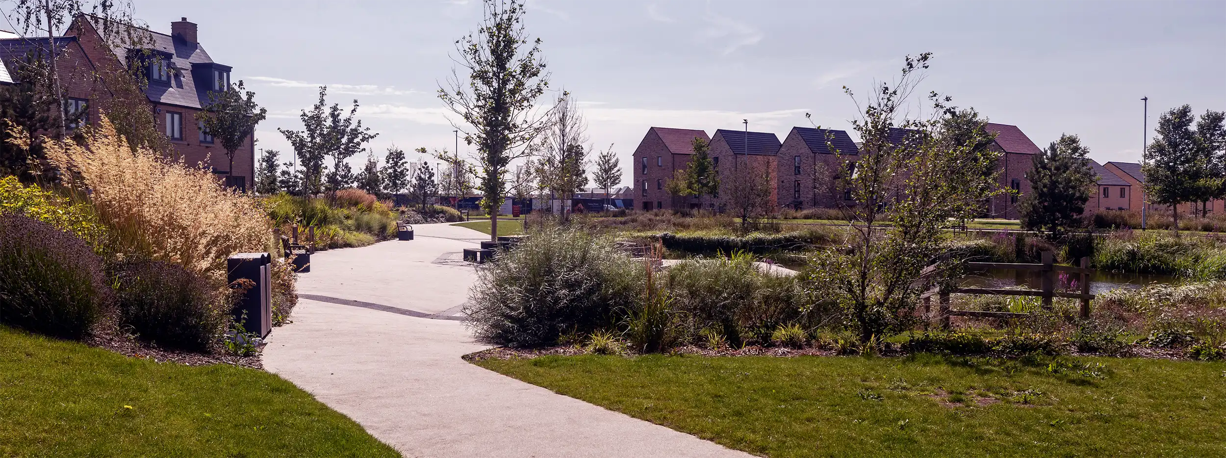 A path through a planted park at Wintringham