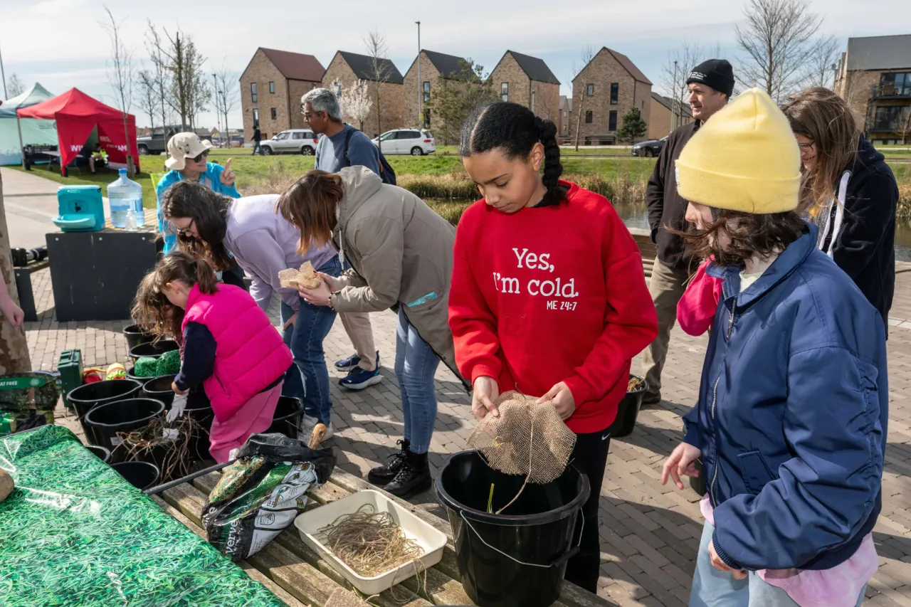 Experts helping with pond dipping