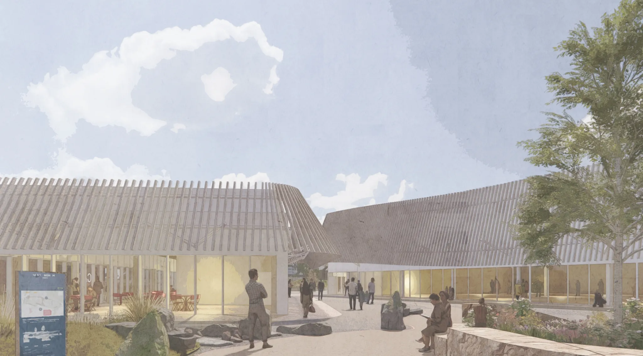 Artist's impression of people using The Hub